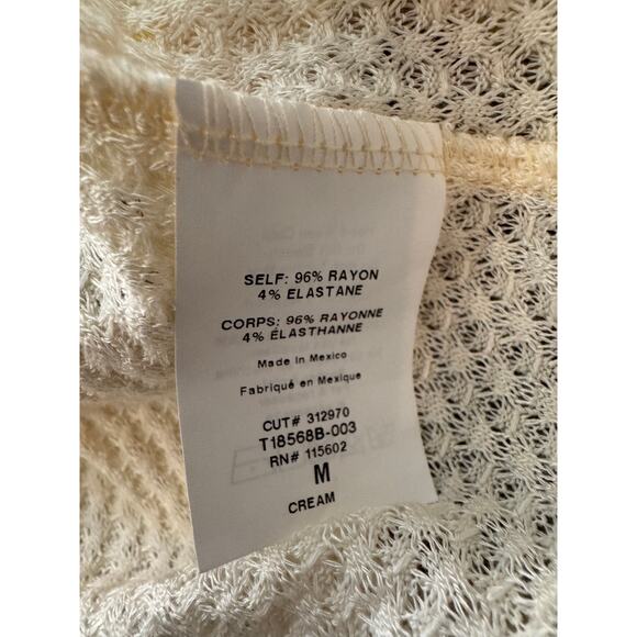 NEW LUSH NORDSTROM Cream Long Sleeve Waffle Knit Babydoll Top Size M - Picture 7 of 7